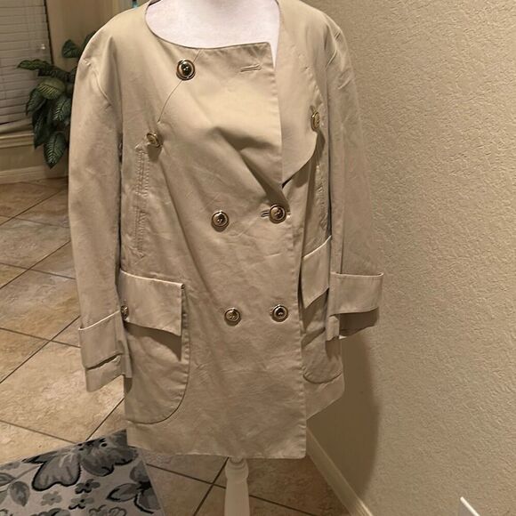 Yves Saint Laurent Women's 34 Cotton Trench Coat Beige Tan Fields Jacket Neutral - Picture 4 of 16